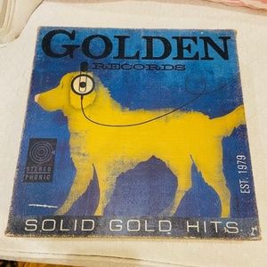 J14-Distressed Demdaco Dogs Rock Golden Retriever Dog Burlap Wall Art